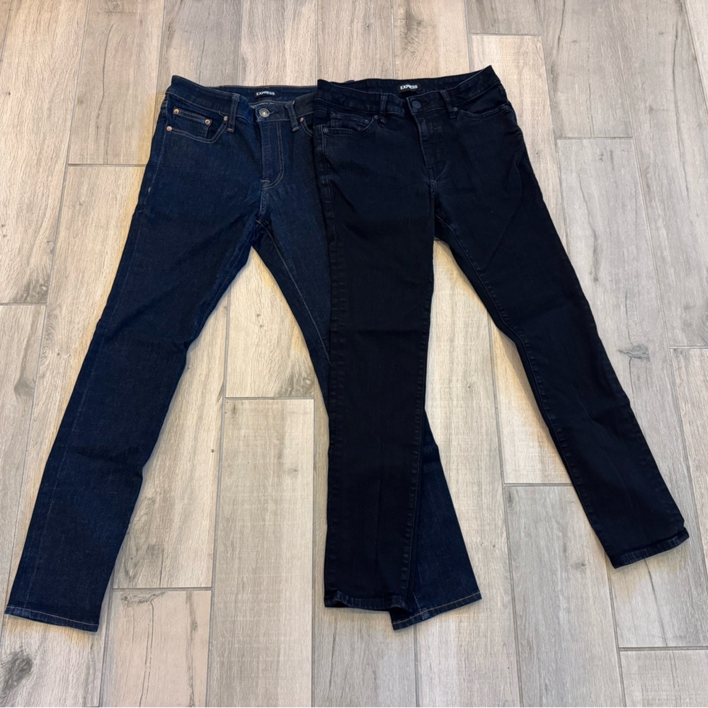 Express Skinny Stretch Jeans in Black and Dark Wash (Blue)